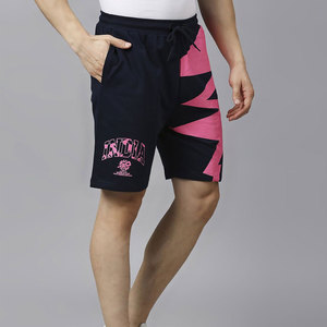 Shorts Bermuda pour hommes, imprimé géométrique noir et rose, avec cordon de serrage à la taille et poches, style décontracté, vêtements d'été - Product Image 2