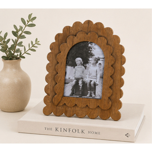 Wholesale Natural Solid <b>Wood</b> Scalloped Photo <b>Frame</b> Arched Layered Design Tabletop Desktop Decorative Wavy <b>Picture</b> <b>Frame</b> For Sale - Product Image 4