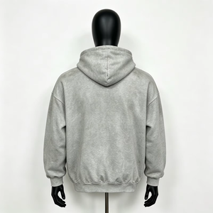 Sudadera con Capucha para Hombre, 100% Algodón, Corte Holgado, Estilo Vintage, Lavado Desgastado con Detalles de Borde Crudo - Product Image 3