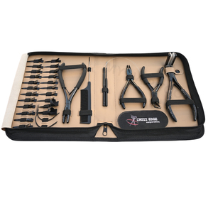 Kit complet d'outils d'extension de cheveux noir avec pince à micro-anneaux, outil de sertissage de perles, crochet à boucle et 20 pinces de sectionnement - Product Image 1