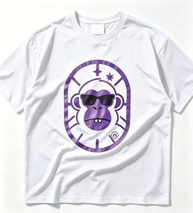 Camiseta Unisex Negra de Manga Corta con Cuello Redondo, Diseño de Mono de Dibujos Animados con Estampado Metálico, Estilo Urbano, 100% Algodón, 180g, Alta Calidad - Product Image 3