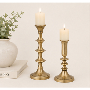 Handmade Antique Brass Taper Candle <b>Holder</b> Set of 2 Luxury Gold Metal <b>Candlestick</b> Stand for Wedding Hotel Tabletop Accents - Product Image 6