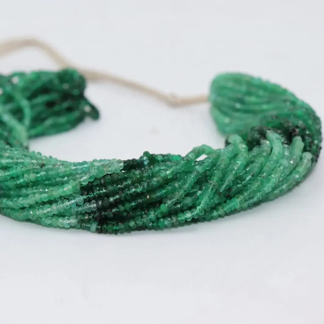 New Arrival Zambian Emerald Faceted Rondelle Beads 18 Inches Strands For Jewelry Making