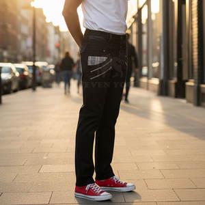 Pantalones de mezclilla modernos para hombre con doble cintura, cinturilla en capas, tendencia de ajuste holgado, moda urbana, pantalones casuales, venta al por mayor, exportación - Product Image 4