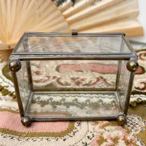 Mirror <b>Glass</b> Jewelry <b>Box</b> - Golden Geometric Jewelry Display Organizer Case Home Decorative <b>Box</b> for Storage - Product Image 2