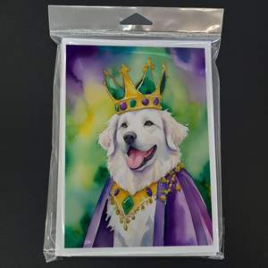 Kuvasz King of Mardi Gras Tarjetas de felicitación Paquete de 8 Whimsical A7 Tamaño 5x7 Tarjetas de notas en blanco con sobres - Product Image 3