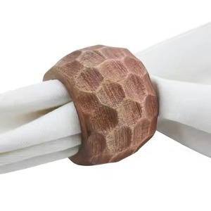 Ensemble d'anneaux de serviette en bois de qualité supérieure, accessoire de table rustique pour mariage, banquet, restaurant, hôtel, fête, décoration de table - Product Image 5