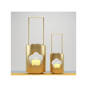 Elegante farol de metal dorado con soporte de vidrio, elegante farol decorativo colgante para uso en el hogar y bodas. - Product Image 3