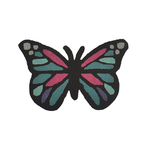 Tapis de sol en laine tuftée à la main sur mesure, motif papillon, multicolore, en forme d'animal, à poils coupés, pour la décoration de la pièce, vente en gros - Product Image 2
