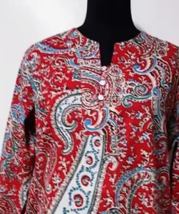 Robe décontractée en coton à imprimé cachemire, manches trois quarts, col en V, boutonnée devant, tunique streetwear d'été - Product Image 3