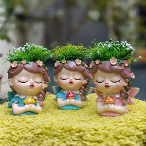 Maceta Pequeña con Diseño de Chica Hongo, Moderna, Decorativa para Hogar y Jardín, para Bonsái, Precio al por Mayor, Regalo, Macetas de Poliresina - Product Image 3