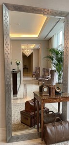 Venetian <b>Rectangle</b> Square Full Size <b>Wall</b> <b>Mirror</b> Etched Floral Beveled Frame Antique Silver Full Length Decorative Luxury - Product Image 5
