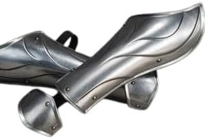 Brazalete de Acero Medieval para Caballero, Armadura de Cosplay Plateada Pulida de Forma Plana - Product Image 1