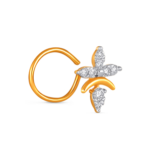 GLEAMORA ENTERPRISE Flower Shape Lab Grown Diamond <b>Nose</b> Pin 14K <b>Gold</b> Plated Luxury <b>Stud</b> Women's Everyday Wear Claw Setting - Product Image 2