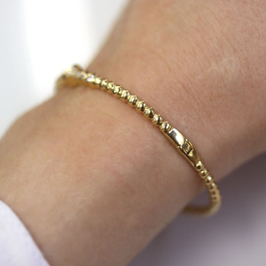 Dotted Ball <b>Bangle</b> 0.6ctw 7 Stone Bezel Set Diamond Station Beaded Bracelet in <b>Solid</b> 14K 18K <b>Gold</b> Lab Diamond Stackable Jewelry - Product Image 5