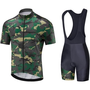 Ensemble de maillot de cyclisme pour homme, imprimé camouflage, manches courtes et short à bretelles, polyester respirant, vêtements de vélo - Product Image 4