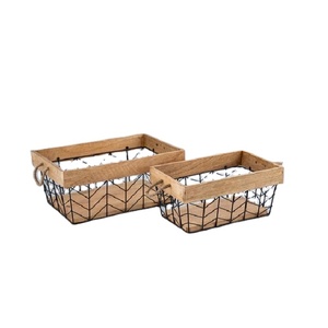 Market Trend American Style Metal Wire Storage Basket With Wooden Base Inside Customized Size Shape Colour Uses In Home Kitchen - Product Image 1