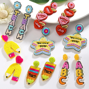 Bijoux faits main légers, classiques et élégants pour femmes et enseignantes, avec perles, strass, diamants, en forme de crayon, enfilées sur cordon, cadeau de marque MULTI - Product Image 2