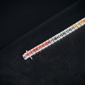 Bracelet tennis 5 mm en argent sterling 925 avec diamants multicolores cultivés en laboratoire, bijoux de luxe de créateur pour hommes, vente en gros - Product Image 2