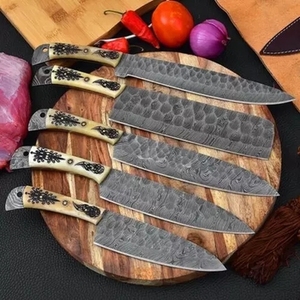 Custom Hand Forged Damascus Steel Chef <b>Knife</b> <b>Set</b> Daily Use <b>Sharp</b> Blade <b>Knife</b> for Vegetable Cutting in USA Kitchen - Product Image 1