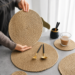 <b>Round</b> Braided <b>Placemats</b>/ Water Hyacinth Handmade <b>Placemat</b>/ Heat-Resistant Non-Slip Woven Mats Ms. Alina - Product Image 2