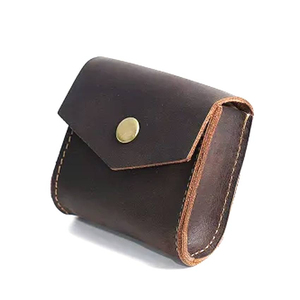 Leather Coin Holder <b>Pouch</b> <b>Mini</b> Portable Snap Closure Change Holder Unisex Minimalist Style Genuine leather coin purse - Product Image 1