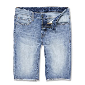 กางเกงขาสั้นผ้ายีนส์สีทึบมีซิปสำหรับผู้ชายกางเกงขาสั้นระบายอากาศได้ดีมีกระเป๋ากลางเอวสำหรับฤดูใบไม้ผลิฤดูร้อน - Product Image 5