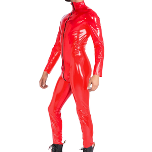 Traje Zentai de PVC Rojo Brillante, Traje Ajustado de Cuerpo Entero, Disfraz de Manga Larga para Hombres Adultos - Product Image 4