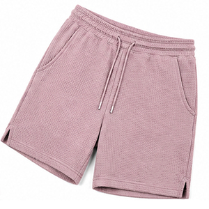 Shorts en tricot gaufré personnalisés pour hommes, vêtements décontractés d'été, tissu texturé, taille élastique, poches latérales, fabricant OEM, étiquette privée - Product Image 6