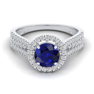 Bagues de fiançailles classiques de luxe REYES avec saphir bleu, certifiées IGI, en or rose massif 14 carats, diamants, bijoux fins pour mariage - Product Image 5