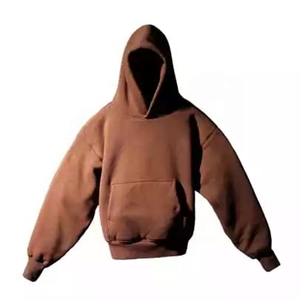 Sudadera con Capucha Extra Grande Morada para Hombre, Informal, de Felpa, de Algodón, con Bolsillos, Diseño de Color Sólido, para Otoño - Product Image 3