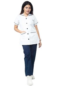 Bata de laboratorio unisex de punto sin costuras de algodón y poliéster blanco de alta calidad Sike Custom para detección de agujas, uniformes de hospital para médicos - Product Image 2
