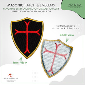 Knights Templar Shield Cross Red Embroidered Canvas Iron-On Patch 2.3x3.1 Inch for Gifts & Cloth - Product Image 2