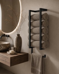 Wholesale Black Metal Freestanding <b>Towel</b> Rack, Modern Countertop <b>Hand</b> <b>Towel</b> <b>Holder</b>, Space Saving Bathroom Organizer for Home Hot - Product Image 6