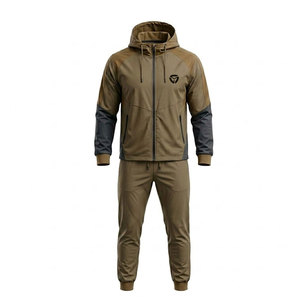 Traje cortavientos con cremallera completa para hombre, combinación de chaqueta y pantalones duraderos para fitness, caminar, viajar y comodidad diaria. - Product Image 1
