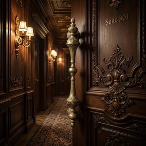 Poignée de tirage robuste en laiton massif de 26 pouces pour entrée principale |   Matériel de quincaillerie de porte résidentielle extérieure HI SAFE |   Finition PVD moderne - Product Image 4