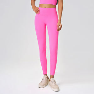 Leggings de yoga taille haute pour femmes, personnalisables en gros, avec contrôle du ventre, couleur unie, pour l'entraînement sportif, avec poches - Product Image 1