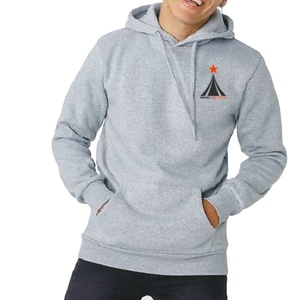 Pull-over à capuche basique 100% coton brodé pour homme Sweat-shirt d'hiver à motif solide avec col à capuche - Product Image 1