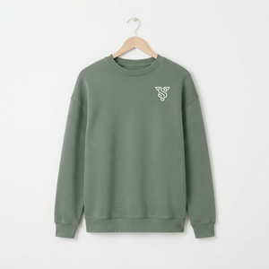 Sudadera de Cuello Redondo para Hombre, Corte Holgado, Logotipo Bordado, Color Sólido, Informal, Felpa, 100% Algodón, Transpirable, Ropa de Invierno - Product Image 1