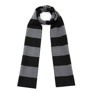 Écharpe longue classique à rayures pour homme, hiver, isolation thermique, 100% acrylique, noir gris, adulte - Product Image 1