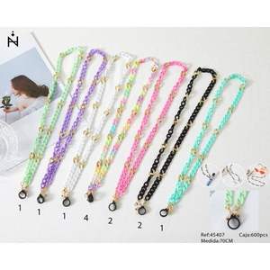 Collana a catena Z Fashion 70 cm in plastica placcata oro multicolore per occhiali e accessorio per borsa - Product Image 1