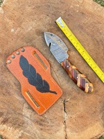 Couteau de chasse en acier Damas à lame fixe, design unique avec manche en bois, très vendu, couteau à désosser pour le camping, étui en cuir