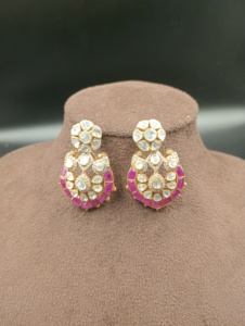 Luxury Gold Plated Studs <b>Chandelier</b> Earrings <b>Crystal</b> Rhinestones Pink Flower Design Women's Wedding Gift Jewelry Handmade - Product Image 2