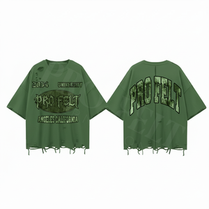 Solid Plain Oversized Distressed T-Shirt Men Hip Hop Breathable Vintage Style Streetwear Casual Summer Drop Shoulder Raw Hem - Product Image 3