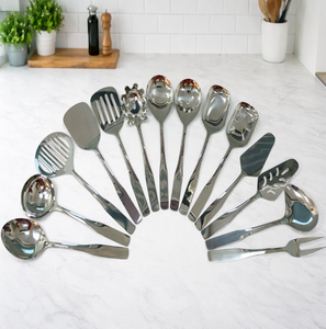 Professional Stainless Steel Kitchen <b>Tool</b> Set | Long Handle Slotted Spatula 6 Pcs - Product Image 3