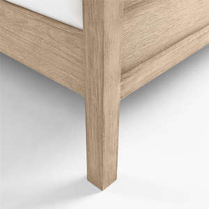 Lit double contemporain en bois massif |   Cadre de lit en bois à monter soi-même, finition naturelle, Inde - Product Image 4