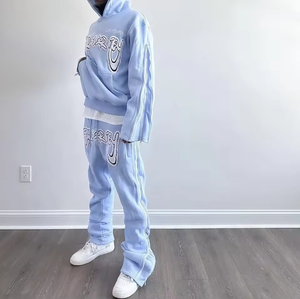 Ensemble de survêtement en molleton gris foncé pour homme, sweat-shirt à capuche et pantalon de jogging, deux pièces, vêtements de sport d'hiver - Product Image 3