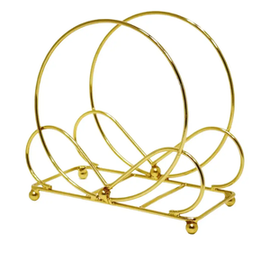 Porta Servilletas de Latón de Alta Calidad, Diseño de Alambre Dorado Sólido, Accesorio Decorativo para Mesa de Cocina, Porta Papel de Latón - Product Image 1