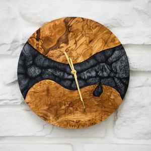 Olive Wooden and Epoxy Resin Wall Clock River Style Personalized Clock Art Wooden Clock - Product Image 3