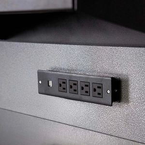 Banco da Lavoro in Acciaio per Garage 7FT con Pannelli Forati, Ripiani Regolabili, Prese di Corrente, Porta USB e Lampade LED Magnetiche - Product Image 5